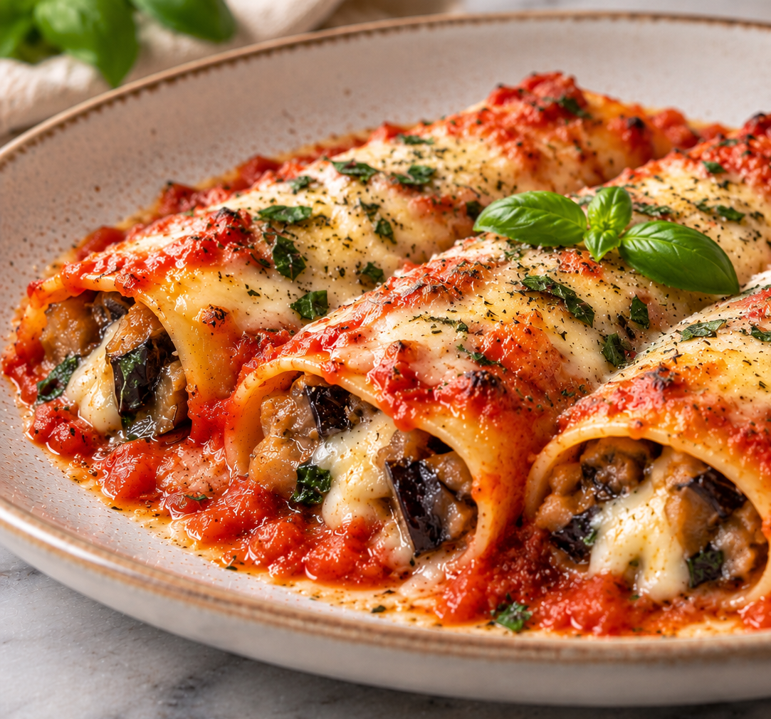 CANNELLONI RIPIENI – VEGETARIAN AUBERGINES(SERVES 2)
